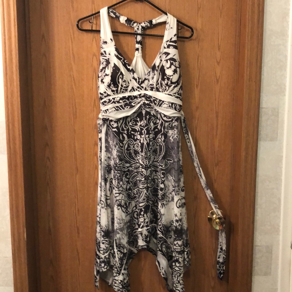 Black & Gray Abstract Sublimation Racerback Dress